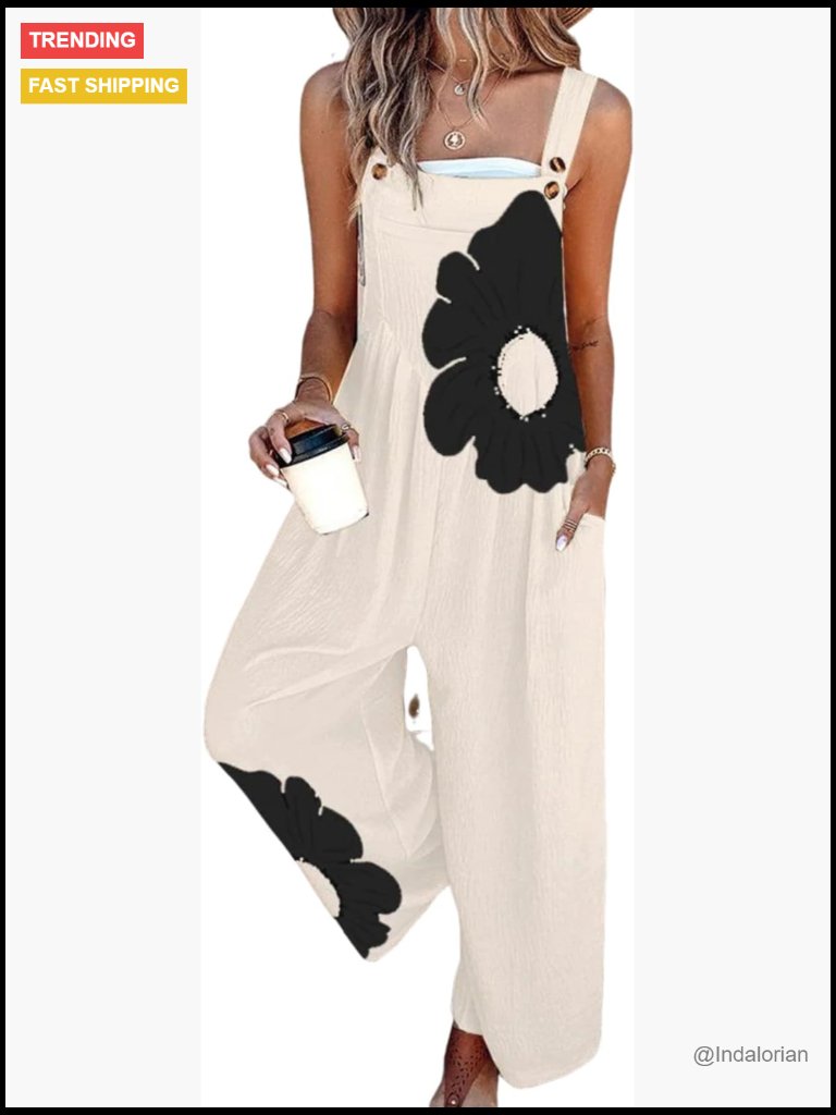 Sleeveless Jumpsuit Wide Leg Romper With Pockets